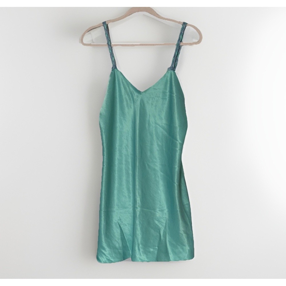Morgan Taylor Satin Chemise Slip Blue‎ Y2K Coquette Lingerie Nightgown M